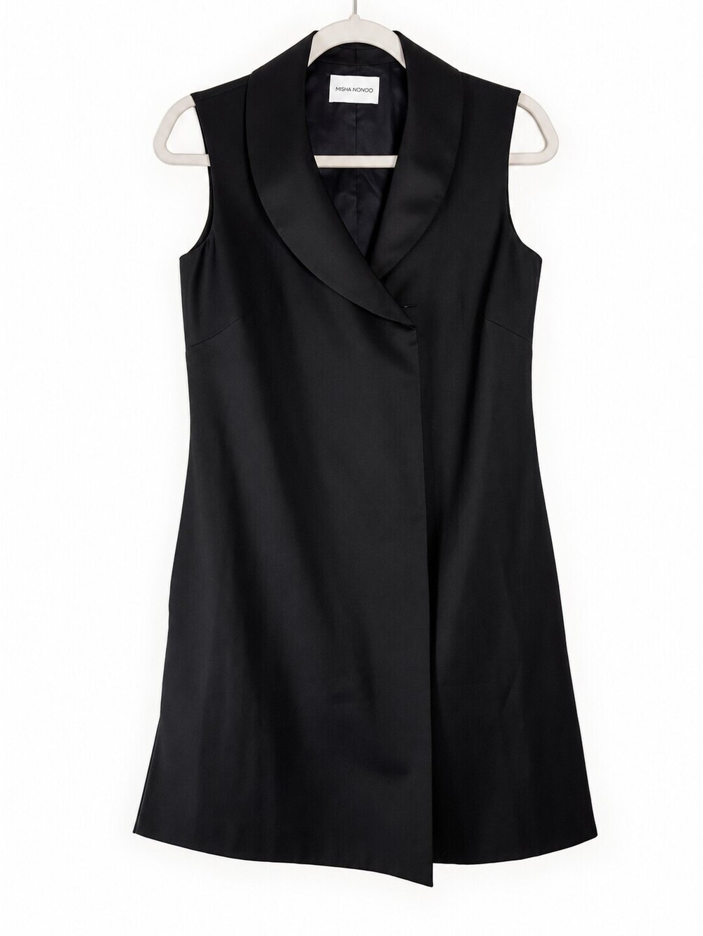 Misha Nonoo Tuxedo Mini Dress Black Sleeveless Shawl Lapel No Size